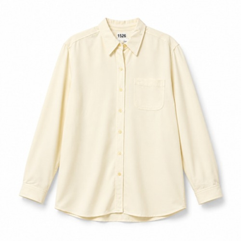 Villager Womens L White Rayon Blend Long Sleeve Button Up Shirt Pocket